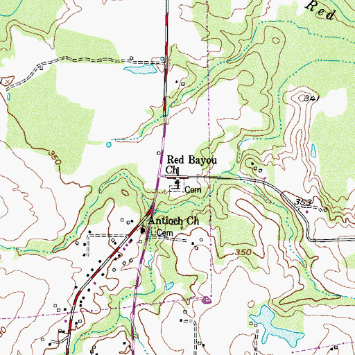 Topographic Map of Red Bayou Church, TX