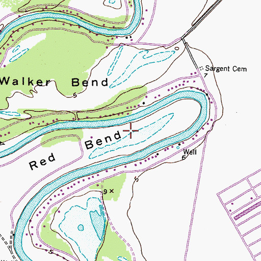 Topographic Map of Red Bend, TX