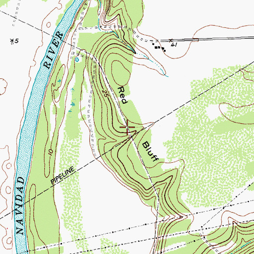 Topographic Map of Red Bluff, TX