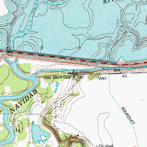 Topographic Map of Red Bluff Cemetery, TX