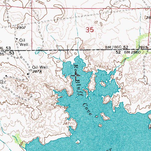 Topographic Map of Red Bluff Cove, TX