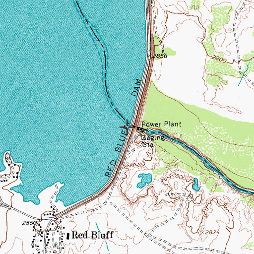 Topographic Map of Red Bluff Dam, TX