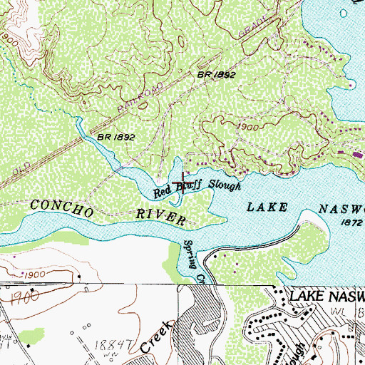 Topographic Map of Red Bluff Slough, TX