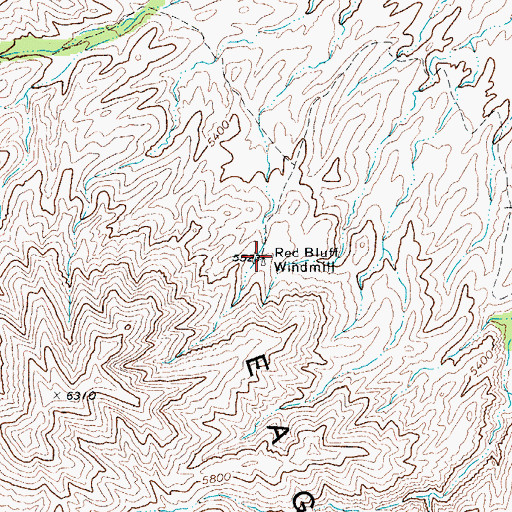 Topographic Map of Red Bluff Windmill, TX