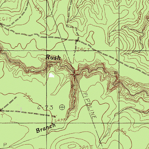 Topographic Map of Red Branch, TX