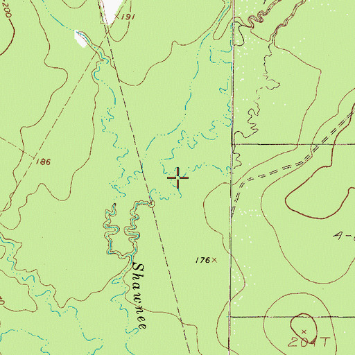 Topographic Map of Red Branch, TX