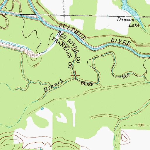 Topographic Map of Red Branch, TX