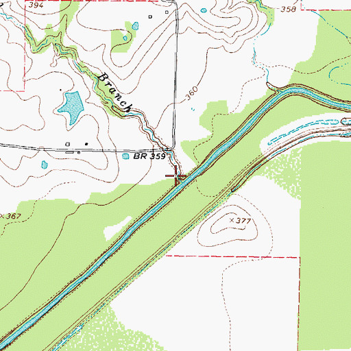 Topographic Map of Red Branch, TX