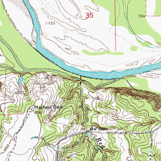 Topographic Map of Red Branch, TX