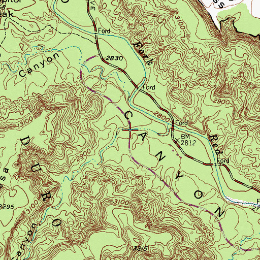 Topographic Map of Red Canyon, TX