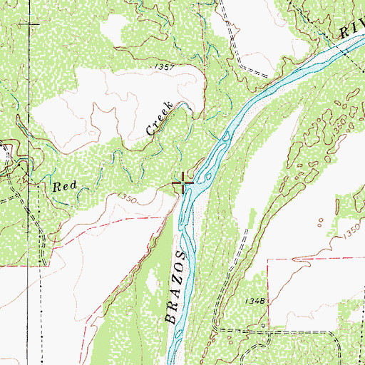 Topographic Map of Red Creek, TX