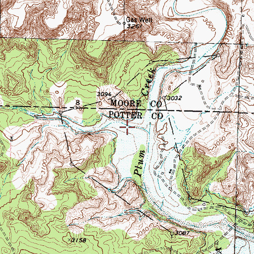 Topographic Map of Red Draw, TX
