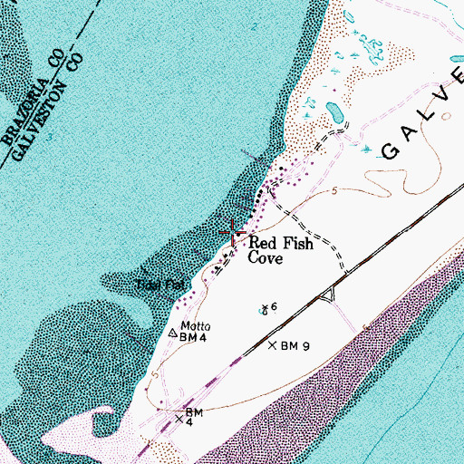 Topographic Map of Red Fish Cove, TX