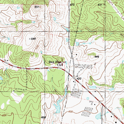 Topographic Map of Red Flat Church, TX