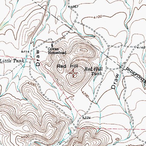 Topographic Map of Red Hill, TX