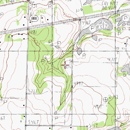 Topographic Map of Red Hill Cemetery, TX