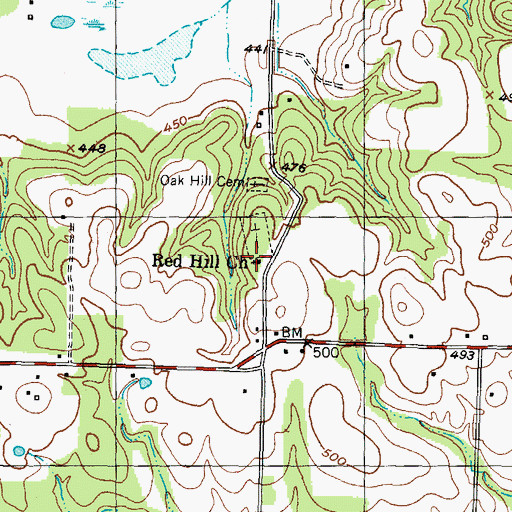 Topographic Map of Red Hill Church, TX
