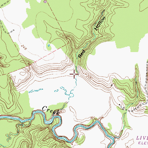 Topographic Map of Red Hollow, TX