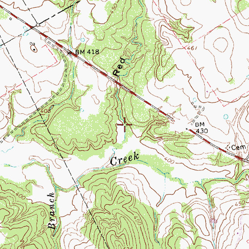Topographic Map of Red Hollow, TX