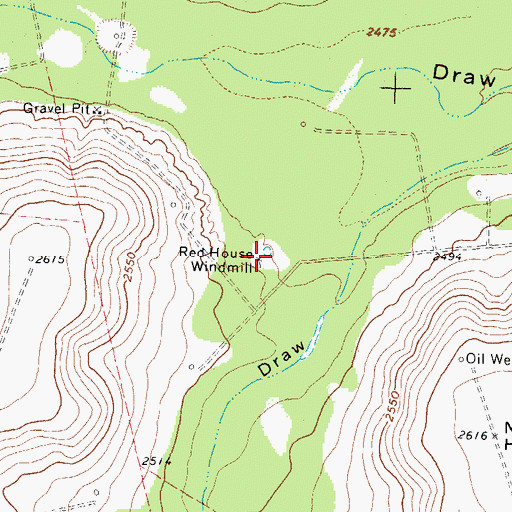 Topographic Map of Red House Windmill, TX