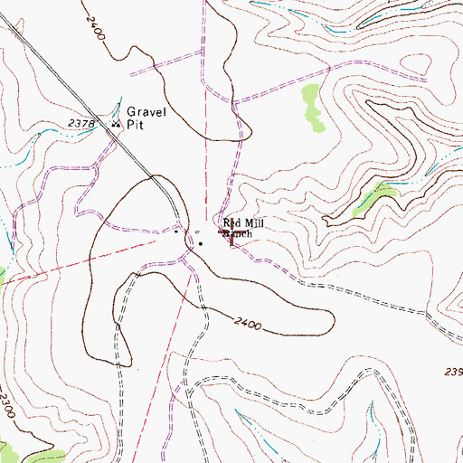 Topographic Map of Red Mill Ranch, TX