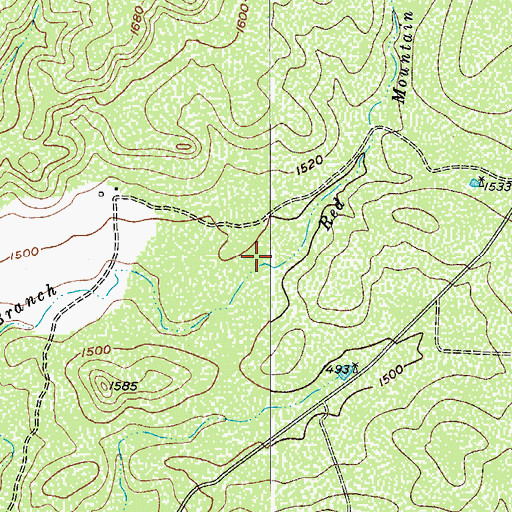 Topographic Map of Red Mountain Branch, TX