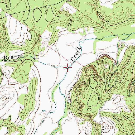 Topographic Map of Red Oak Branch, TX
