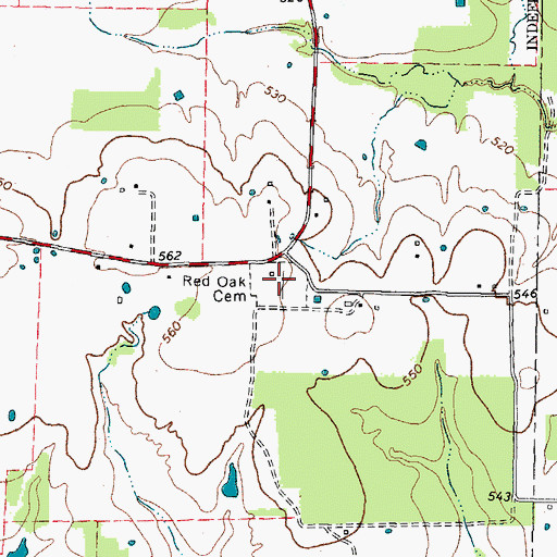 Topographic Map of Red Oak Cemetery, TX