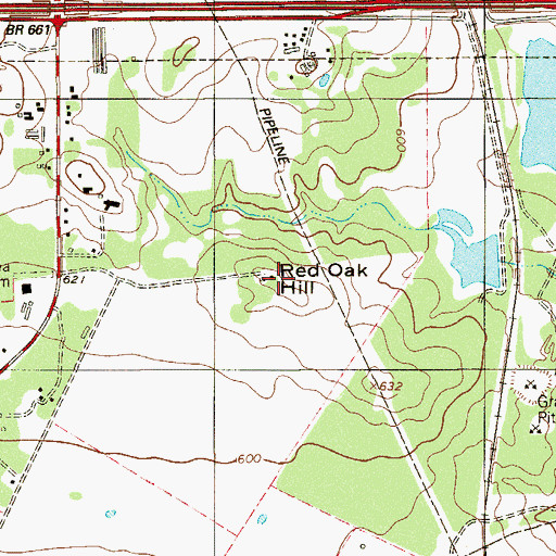 Topographic Map of Red Oak Hill, TX