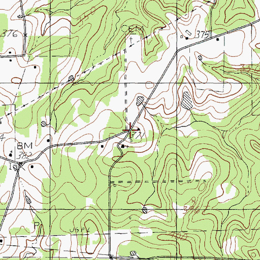 Topographic Map of Red Oaks Church, TX