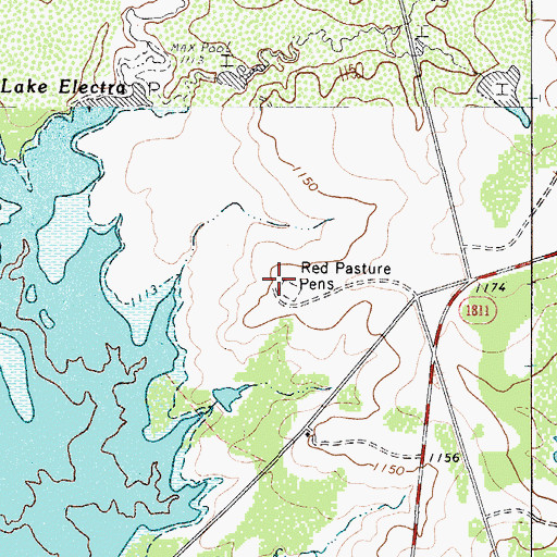 Topographic Map of Red Pasture Pens, TX