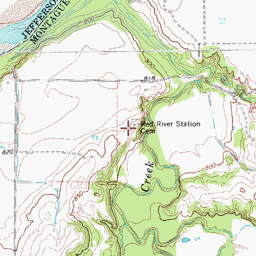 Topographic Map of Red River Station Cemetery, TX