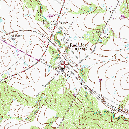 Topographic Map of Red Rock, TX