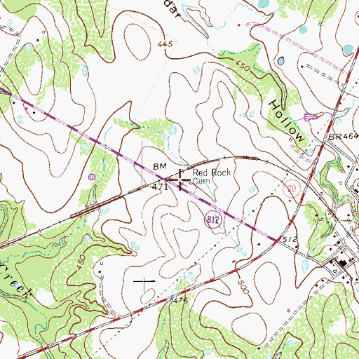 Topographic Map of Red Rock Cemetery, TX