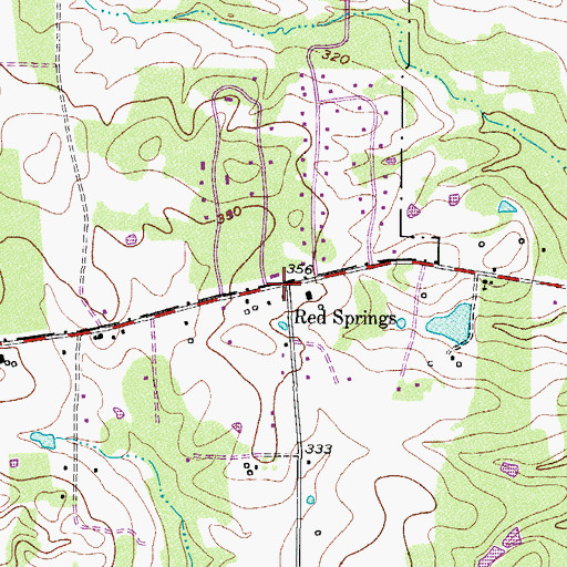Topographic Map of Red Springs, TX