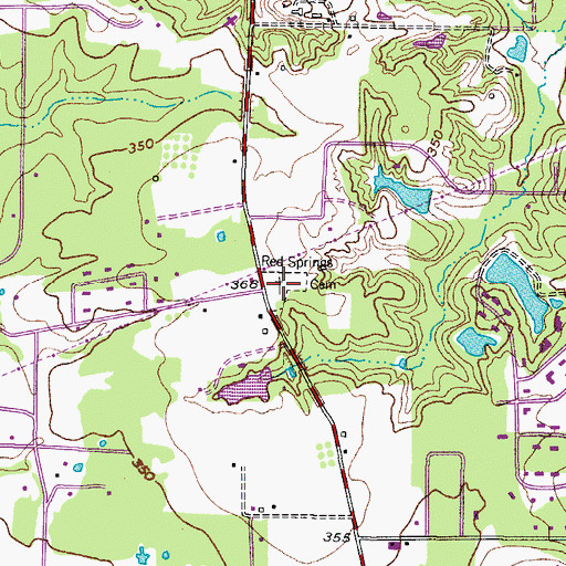 Topographic Map of Red Springs Cemetery, TX