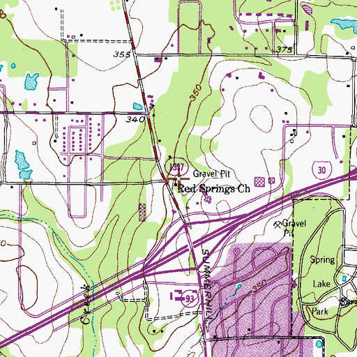 Topographic Map of Red Springs Church, TX