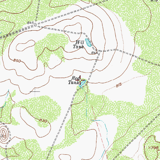 Topographic Map of Red Tank, TX