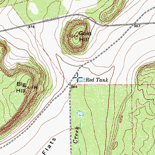 Topographic Map of Red Tank, TX