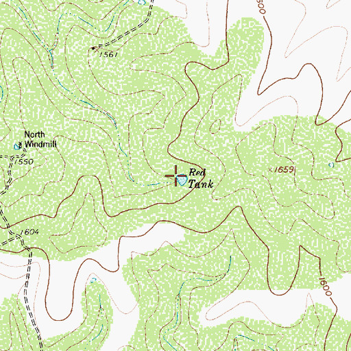 Topographic Map of Red Tank, TX