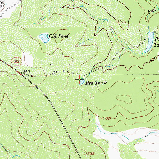 Topographic Map of Red Tank, TX