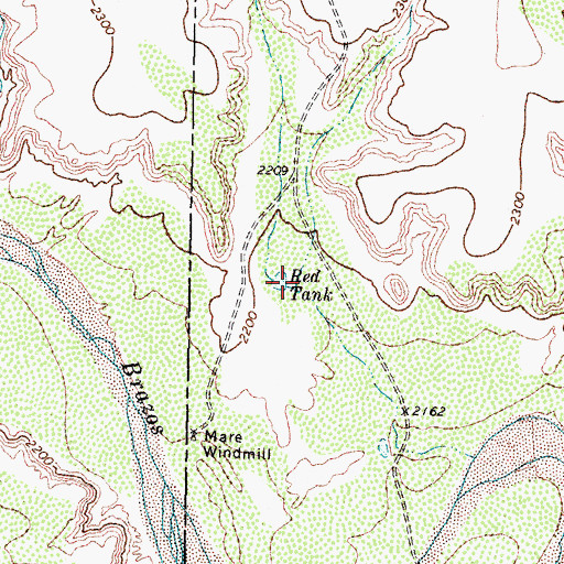 Topographic Map of Red Tank, TX