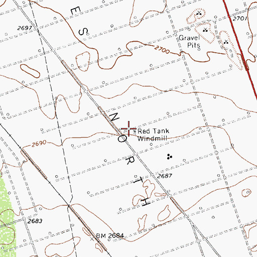 Topographic Map of Red Tank Windmill, TX