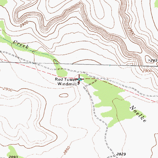 Topographic Map of Red Tower Windmill, TX
