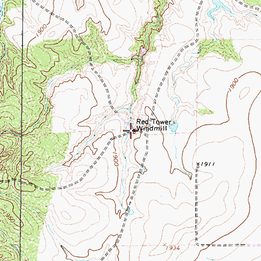 Topographic Map of Red Tower Windmill, TX