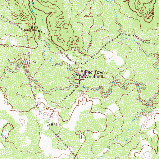 Topographic Map of Red Town Windmill, TX