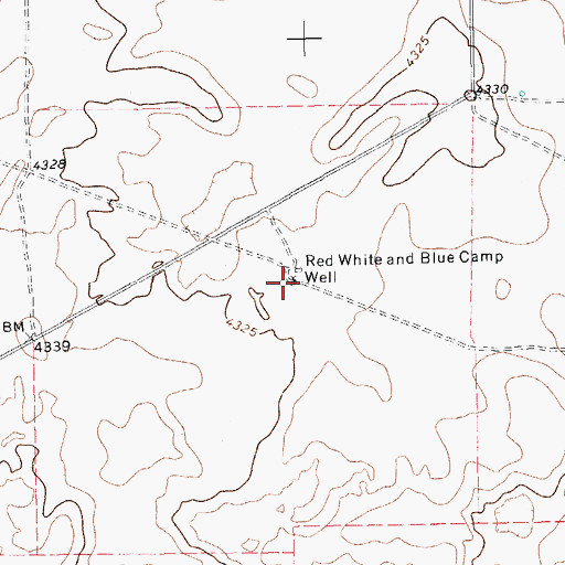 Topographic Map of Red White and Blue Camp Well, TX