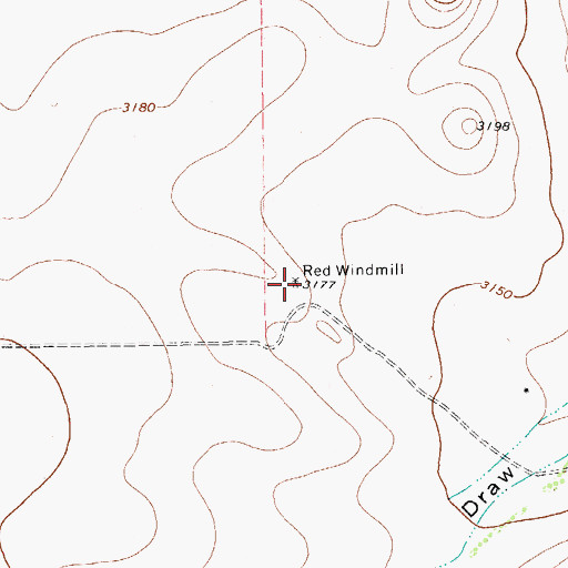 Topographic Map of Red Windmill, TX
