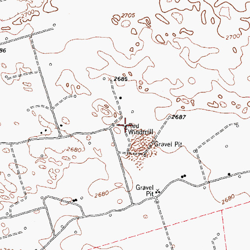 Topographic Map of Red Windmill, TX