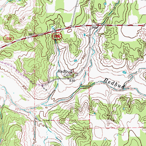 Topographic Map of Redbud Cemetery, TX